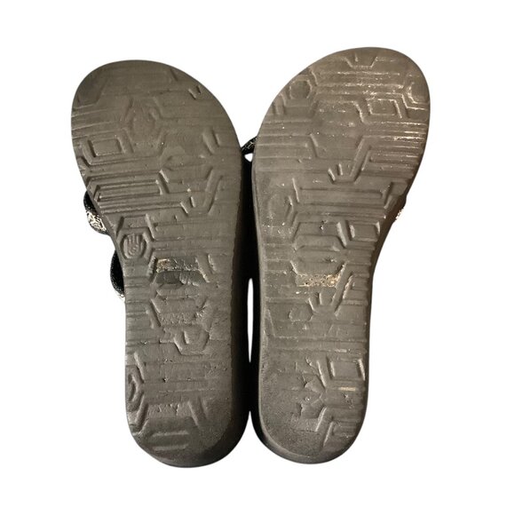 Teva Mush Mandalyn Wedge Ola 2 Sandals Crisscross Women Size 8 Black White - Picture 3 of 5